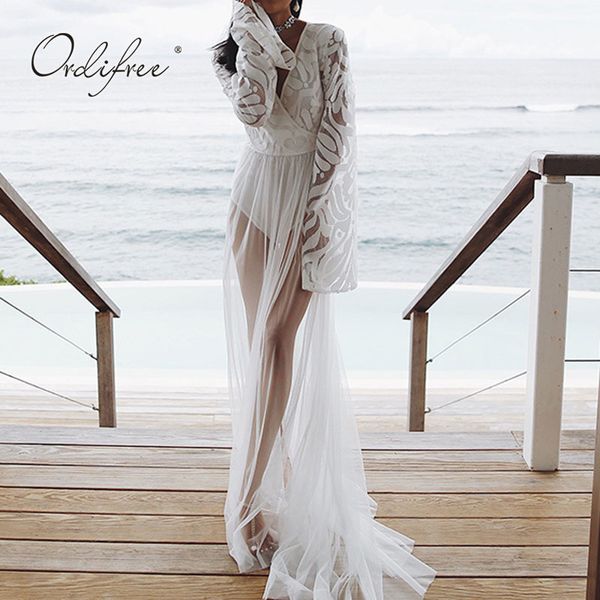 

summer women maxi sleeve hollow out white lace long tunic beach dress 210415, Black;gray