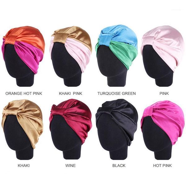 

fashion silk turban bonnet for women satin hat stretch headband beanie caps scarf bohemian breathable headwrap hair accessories1
