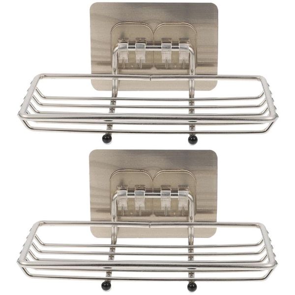 

soap dishes 2pcs wall mounted box punch drain rack holder with hook