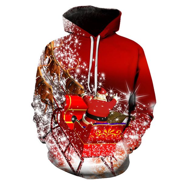 

christmas kitty pattern men s 3d printing hoodie visual impact party punk gothic round neck sweater hoodie, Black
