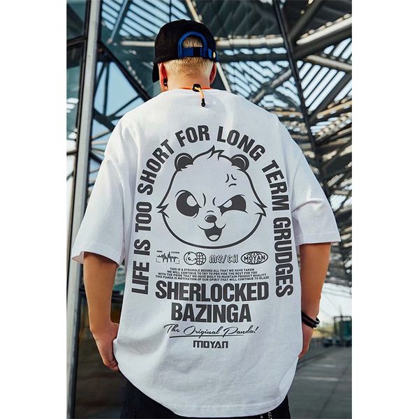 

panda kung fu men's hip-hop t-shirt, high-quality, comfortable, breathable, fashionable, street daily travel, home party, White;black