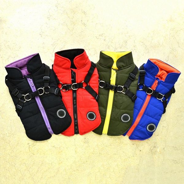 

dog apparel pet clothes vest harness winter warm cotton padded 2 in 1 outfit jacket for small puppy dogs cold weather coat