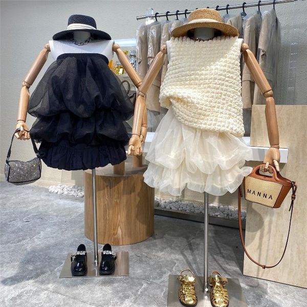 

casual dresses european summer sweet double-layer stitching design sense two-wear temperament net gauze puffy women fashion 2021, Black;gray