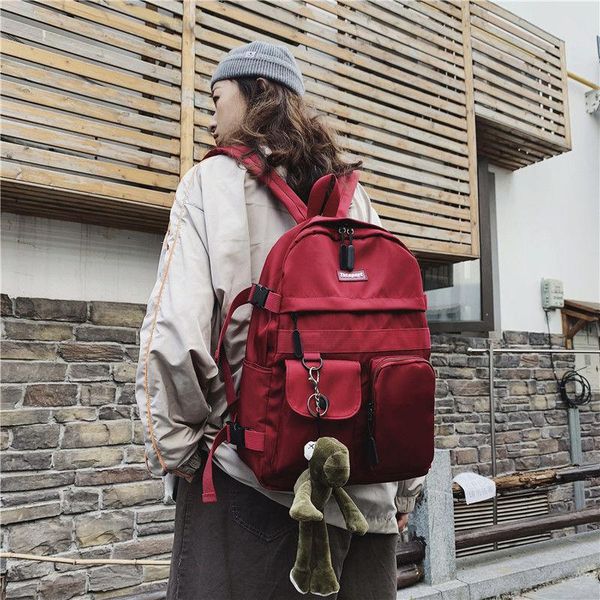 

outdoor bags university student teen backpack women school for teenage girls bagpack large nylon solid high back pack female 2021