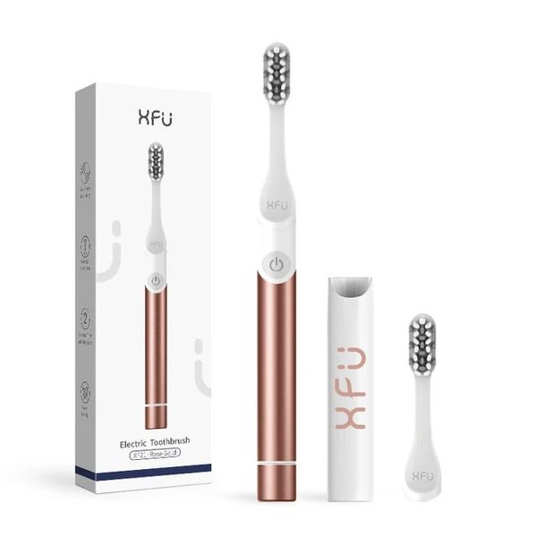

seago xf21 2 in 1 sonic electric toothbrush tooth brush holder copper metal travel cover mount 2 minute auto-timer ipx7 waterproof - silver