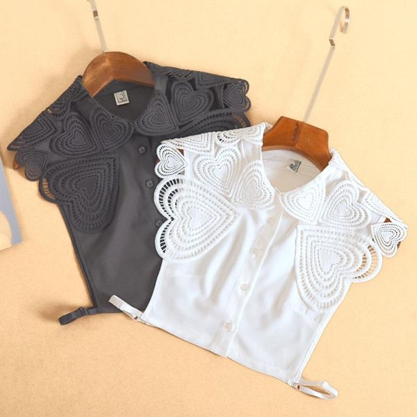 

bow ties 2021 lace lapel fake collar for women embroidered shirt false ladies female detachable sweater dress decororation, Black;gray