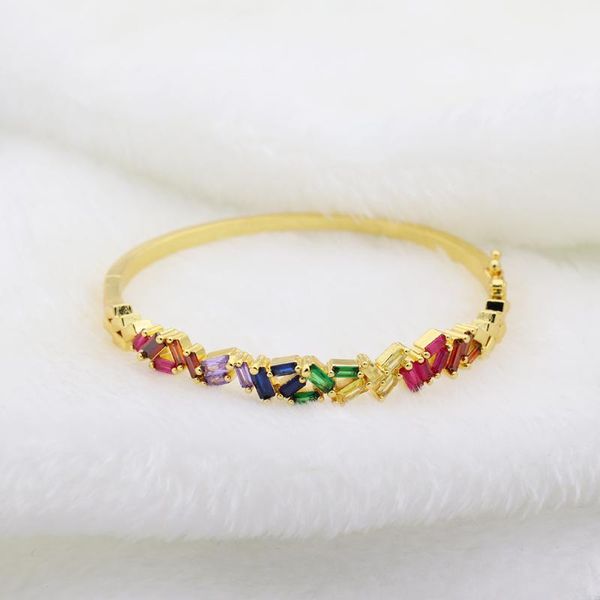 

bangle arrival fashion elegant opening cuff for women girls charm rainbow zircon bangles romantic anniversary jewelry, Black