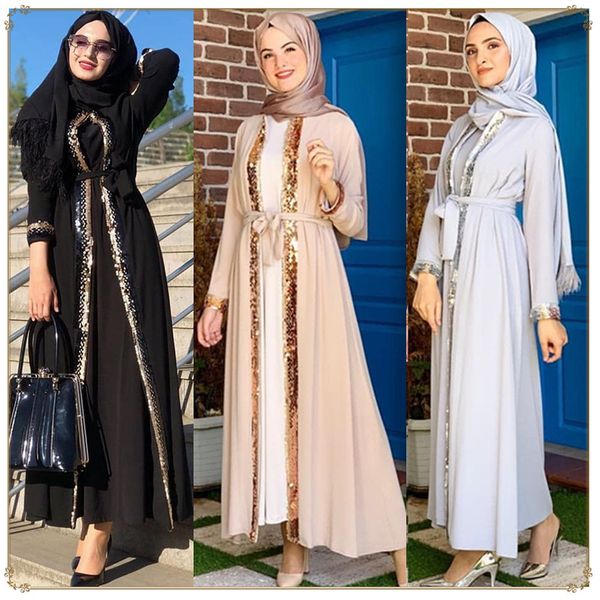 

casual dresses eid open abaya dubai turkey muslim fashion abayas for women hijab dress islam clothing caftan kaftan vestidos de mo, Black;gray
