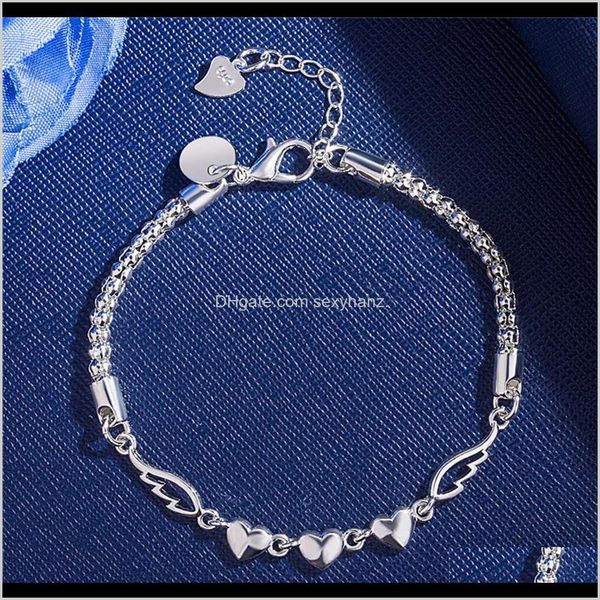 

charm bracelets drop delivery 2021 fashion jewelry simple love angel wing bracelet chain ornament j2ce0, Golden;silver