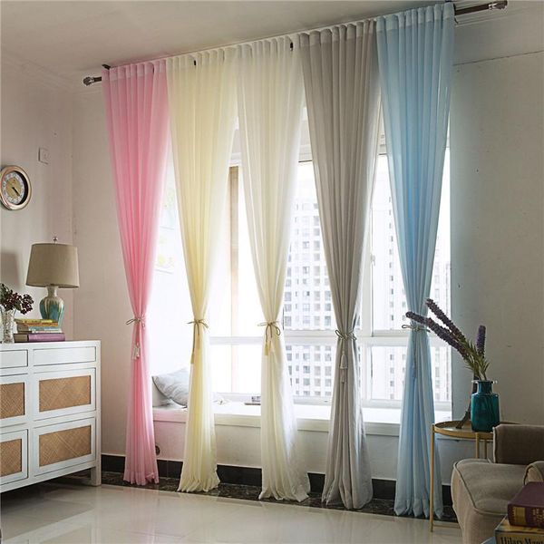 

curtain & drapes [custom] gyv1086 1pc solid color chiffon sheer voile tulle curtains living room kitchen bedroom home decorative window