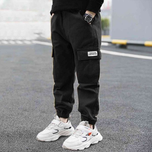 

boys pants solid cargo teenage boy multi pocket trousers kids spring autumn casual streetwear 4 12years old, Blue