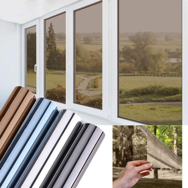 

window stickers luckyyj one-way mirror film daytime privacy heat insulation anti-uv sticker office home self-adhesive