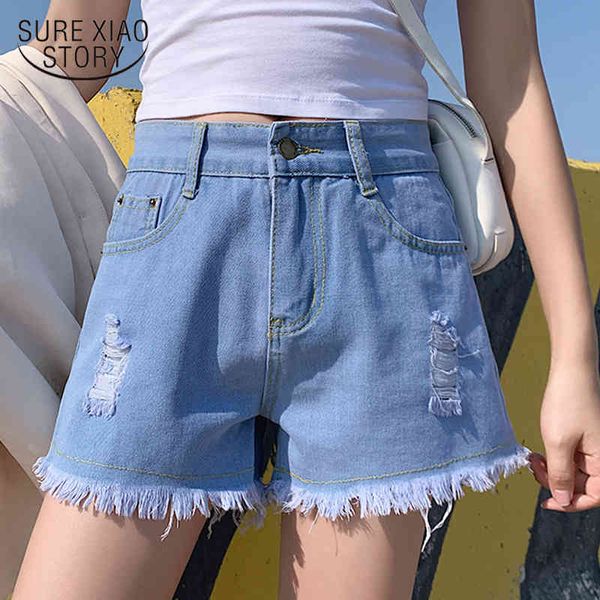 

short jeans femme summer denim casual high-waisted loose wide-leg women shorts korean pants 9402 50 210415, White;black