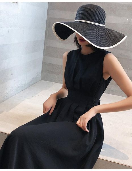 

casual dresses 2021 o neck sleeveless tank sundress female vestido summer women solid white black fashion elegant party dress, Black;gray