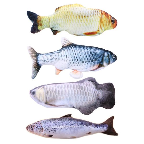 

cat toys 30cm electronic plush toy simulation fish mint catnip pet play chew bite for dogs