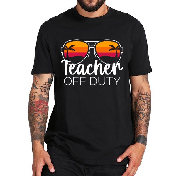

ccccsportteacher off duty t-shirt sunglasses beach sunset funny short sleeve comfortable combed cotton summer men clothing, Black;yellow