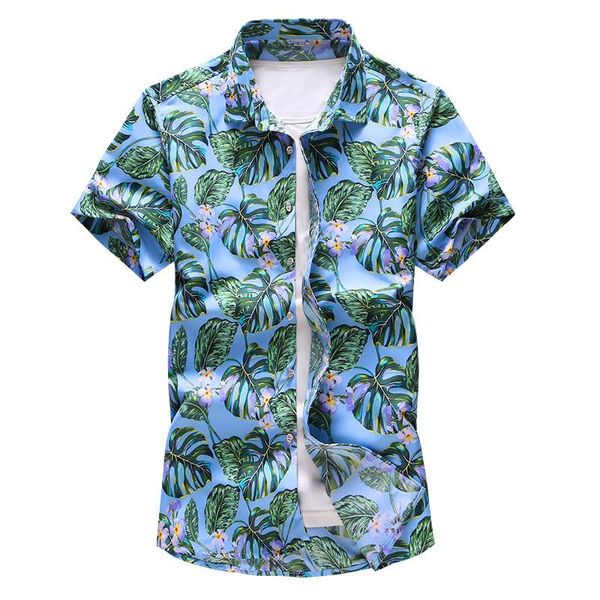 

men's casual shirts plus size 5xl 6xl 7xl brand hawaiian shirt men 2021 summer fashion short sleeve flower male clothes, White;black