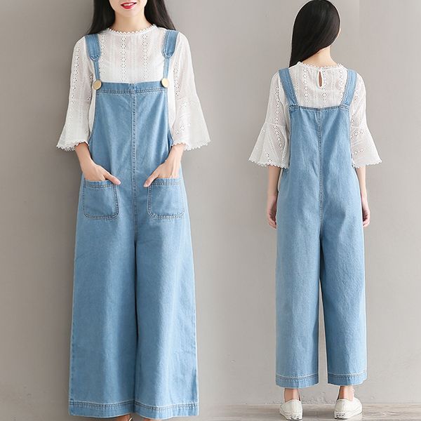

d 1503 light blue spring model of women's clothing in new denim overalls female han edition loose wide-legged pants since the