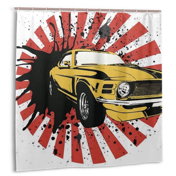 

hower curtain, utang over a red un and paint plat bath curtain et with hook