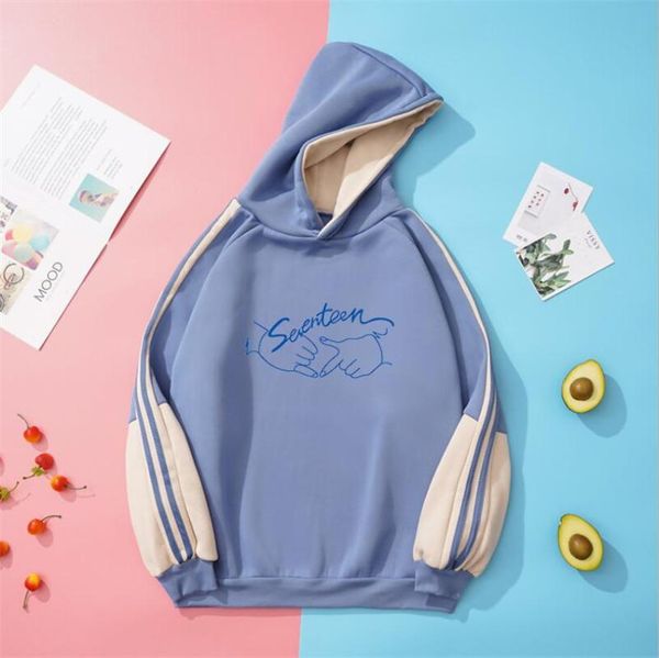 

men's hoodies & sweatshirts winter japan and south korea gesture alphabet print splicing jumper hoodie young men harajuku loose hooded, Black