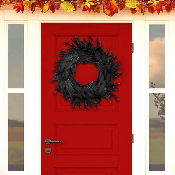 

black feather front door ornaments party atmosphere decoration wreath tÃ¼r kranz weihnachten home decorative flowers & wreaths
