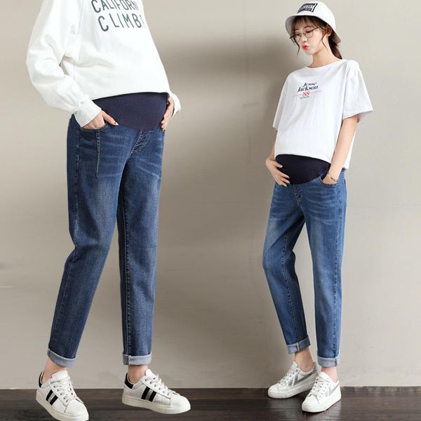 

maternity bottoms l-6xl pregnant women pants autumn jeans loose wide leg plus fat stomach lift pregnancy premaman, White
