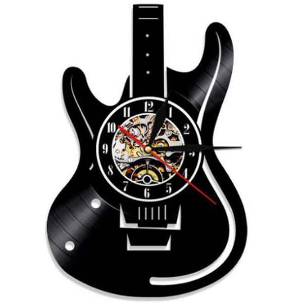 

wall clocks creative record 12-inch living room study retro guitar mute custom