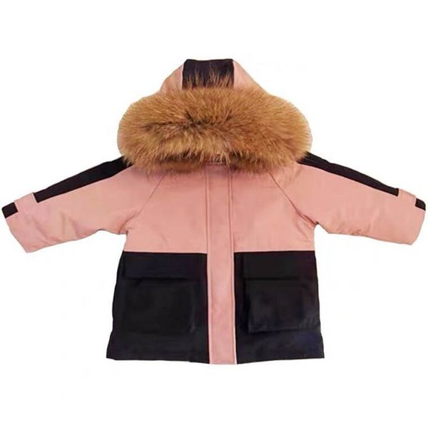 

girls down coat winter kids coats children outwear childrens clothes jackets long fur collar child jacket clothing wear loose b8609, Blue;gray