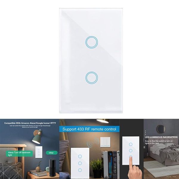 

smart home control wifi press switch light 190-250v for alexa tuya app 433 rf remote