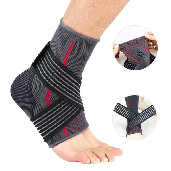 

1pc fitness sprain pain relief elastic outdoor sports hiking ankle guard bandage strap protection winding pressurized support, Blue;black