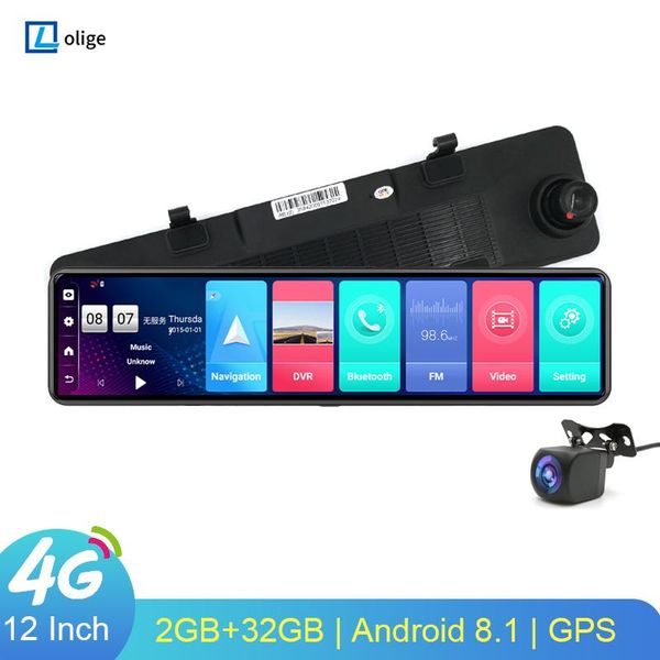 

car dvr 10 inch mirror dash cam android 8.1 gps navigation camera auto recorder adas support 1080p rear dvrs