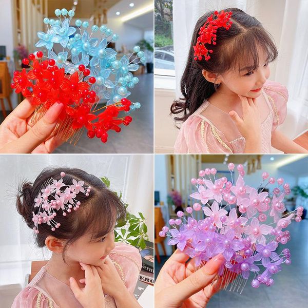 

hair accessories wedding party comb stick for girls women fashion flower hairpins broken combs children headwear, Slivery;white