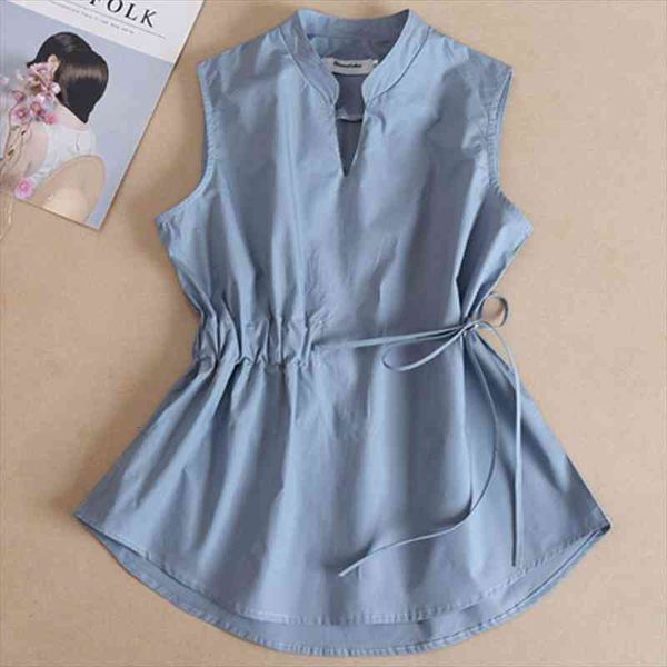 

british plaid sleeveless blouse women summer spring summer sleeveless shirt folds cotton shirts bottoming shirt slim, White