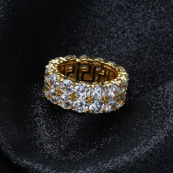 

mens gold silver stones ring fashion hip hop jewelry simulation diamond iced out rings