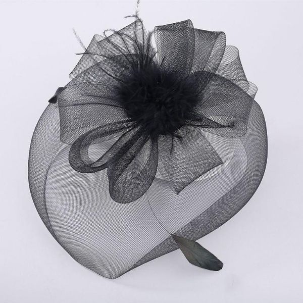 Fermagli per capelli Barrettes Fascinators Cappello Donna Fiore Nastri a rete Piume Fedora Fascia per capelli o clip Cocktail Tea Party Headwewar per ragazze