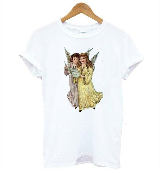 

reading angel vintage print women t shirt cotton casual funny yong girl tee drop ship s 546, White