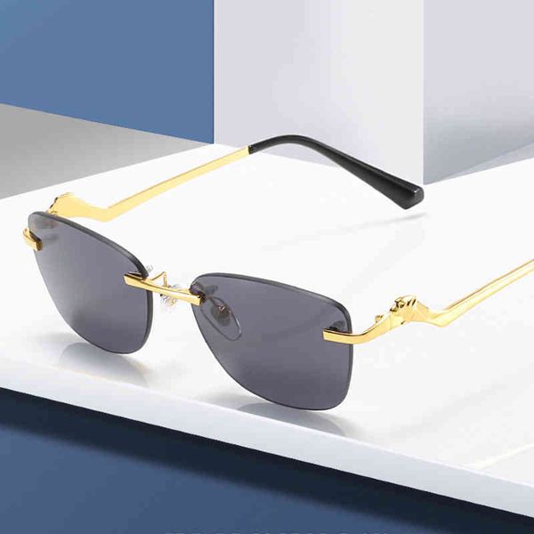 

designer sunglasses 2021 new frameless cut leopard head zigzag legs men's and women's fashion flat mirror, White;black