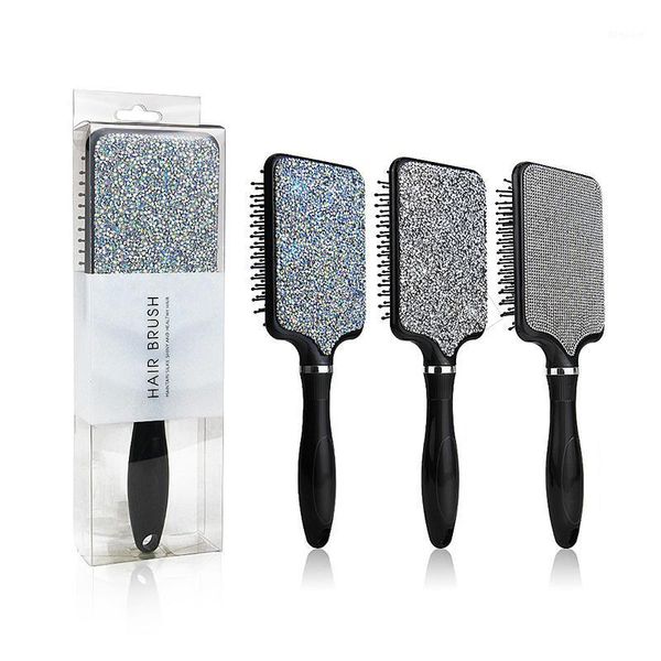 

hair scalp massage comb nylon hairbrush quicksand diamond anti-static brush salon hairdressing tools arrival brushes1, Silver