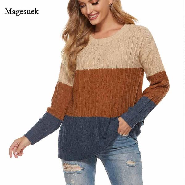 

women's sweaters fashion loose bottoming sweater winter women 2021 korean style striped long sleeve knitwear pull femme 11755, White;black