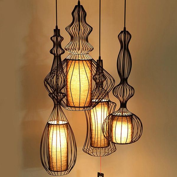 

chandeliers modern nordic style elegant retro wrought iron birdcage stairs loft study bedroom american hanging fixture luminaire