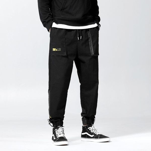 

men's pants 2021 autumn and winter tie harlan casual slim trousers, Black