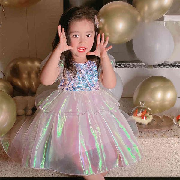 Le belle ragazze estive vestono la festa di compleanno Cartoon Princess Lace Kids Ball Gown Elegante carino casual taglia 4-10T Q0716