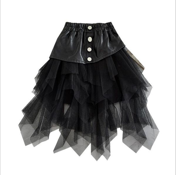 

girl tutu skirts black leather tulle spring autumn children clothes fashion baby 2 3 4 5 6 7 8 9 10 year, Blue