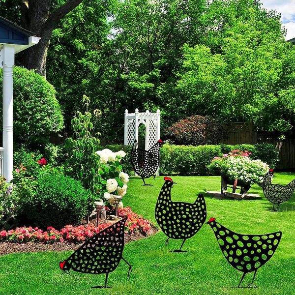

chicken family hen garden decoration organizador ornaments statue backyard lawn stakes yard art decorations