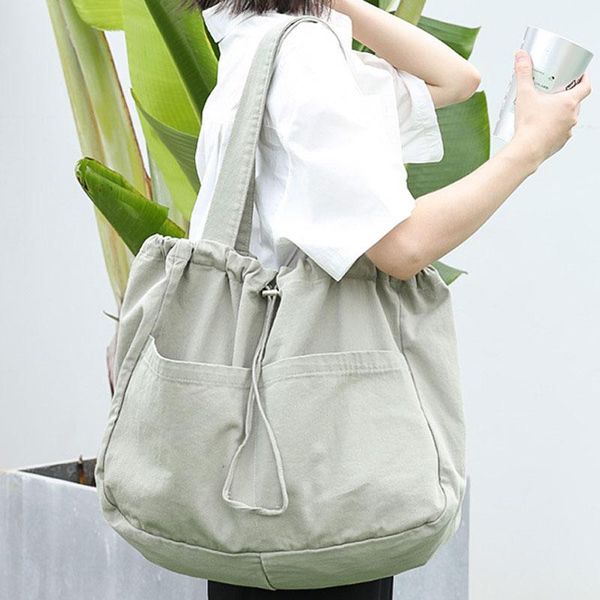 

evening bags large recyclable cotton tote pouch bag lady casual big capacity canvas fabric drawstring handbag washable for women