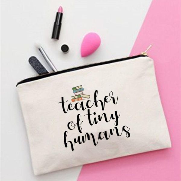 

cosmetic bags & cases women teacher words printed make up bag fashion cosmetics organizer for travel colorful storage lady