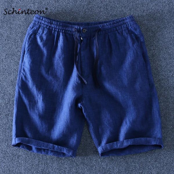 

schinteon 2021 100% pure linen shorts men beach elasticated waistband drawstring thin casual comfortable men's, White;black