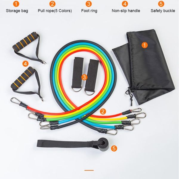 

resistance bands 11pcs/set pull rope fitness exercises yoga latex tubes pedal excerciser body training gym elastic band with bag