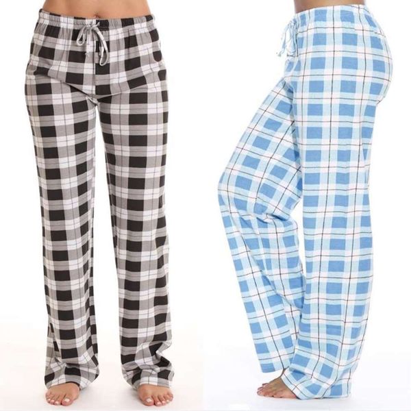 

spring and autumn women's classic plaid home casual pants, Black;white