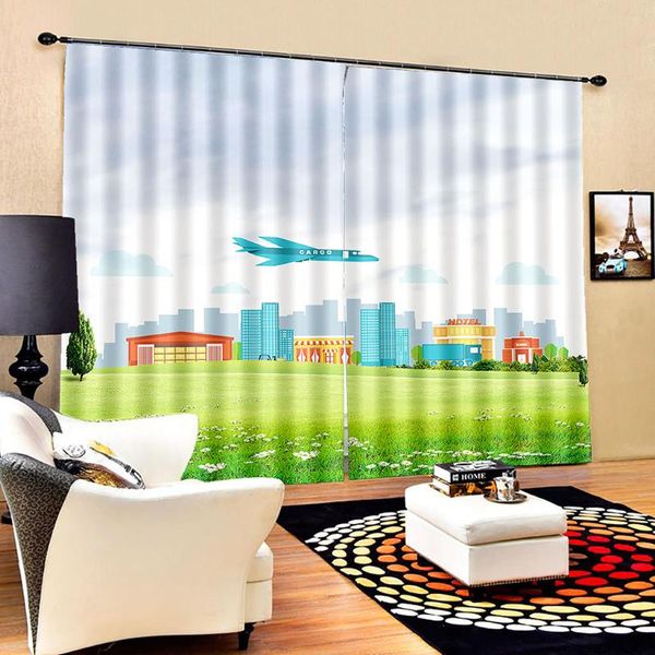 

customized 3d curtains simple and fresh modern green scenery thickened blackout curtain & drapes